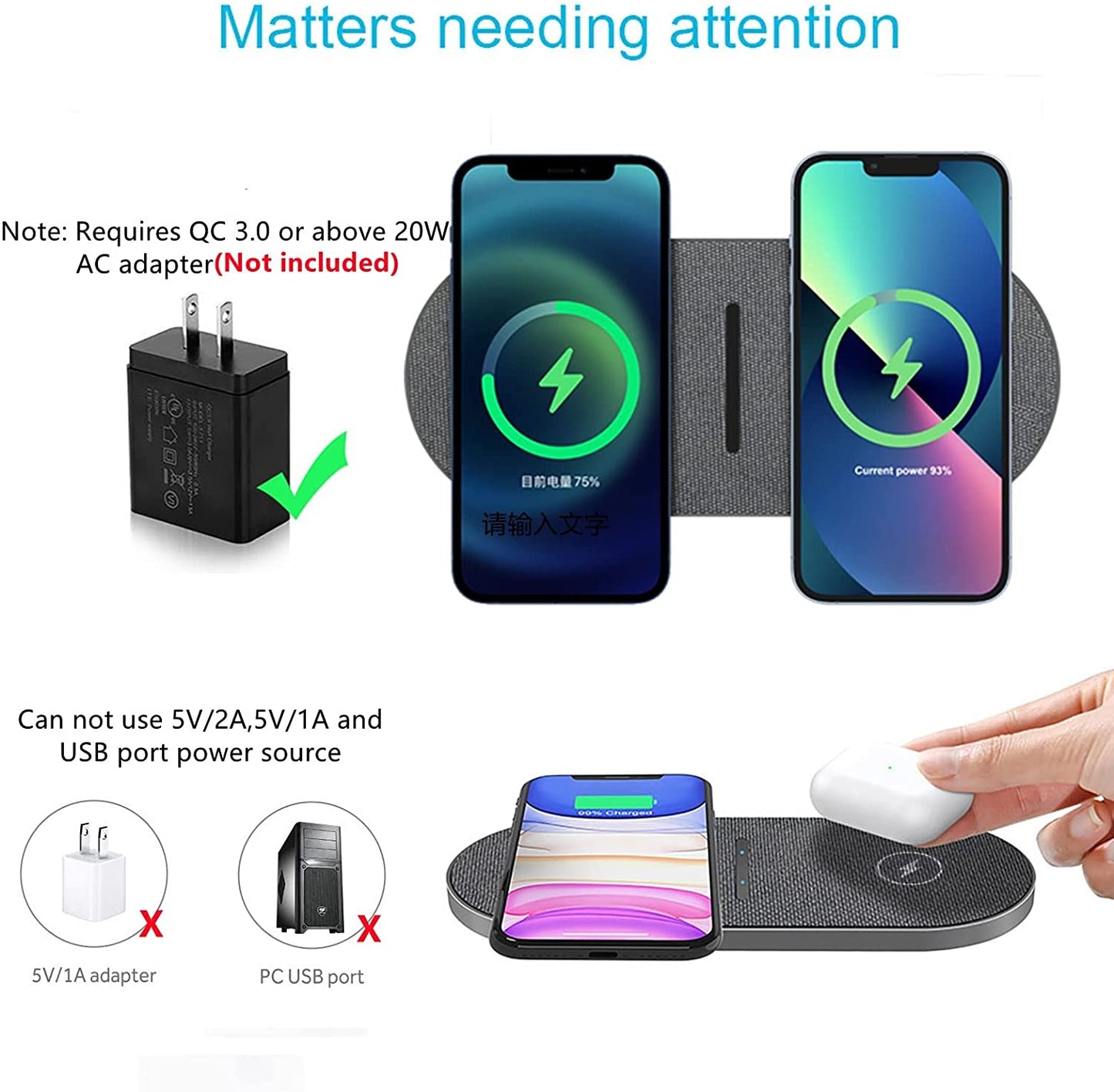 40W Dual Wireless Charging Pad