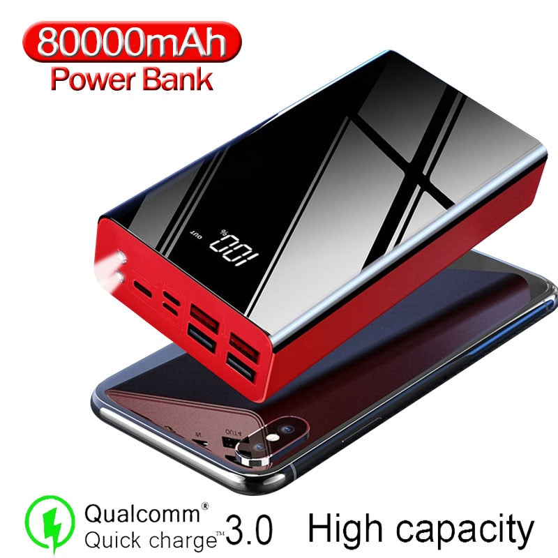 80000mAh Portable Two-way Fast Charging Power Bank with Digital Display